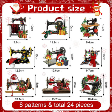 36 Pcs Sewing Machine Christmas Tree Ornaments Sewing Machine Ornaments Wooden Decorative Christmas Hanging Decorations for Vintage Holiday Decor Xmas Tree Fireplace Home Decorations Gifts, 9 Styles